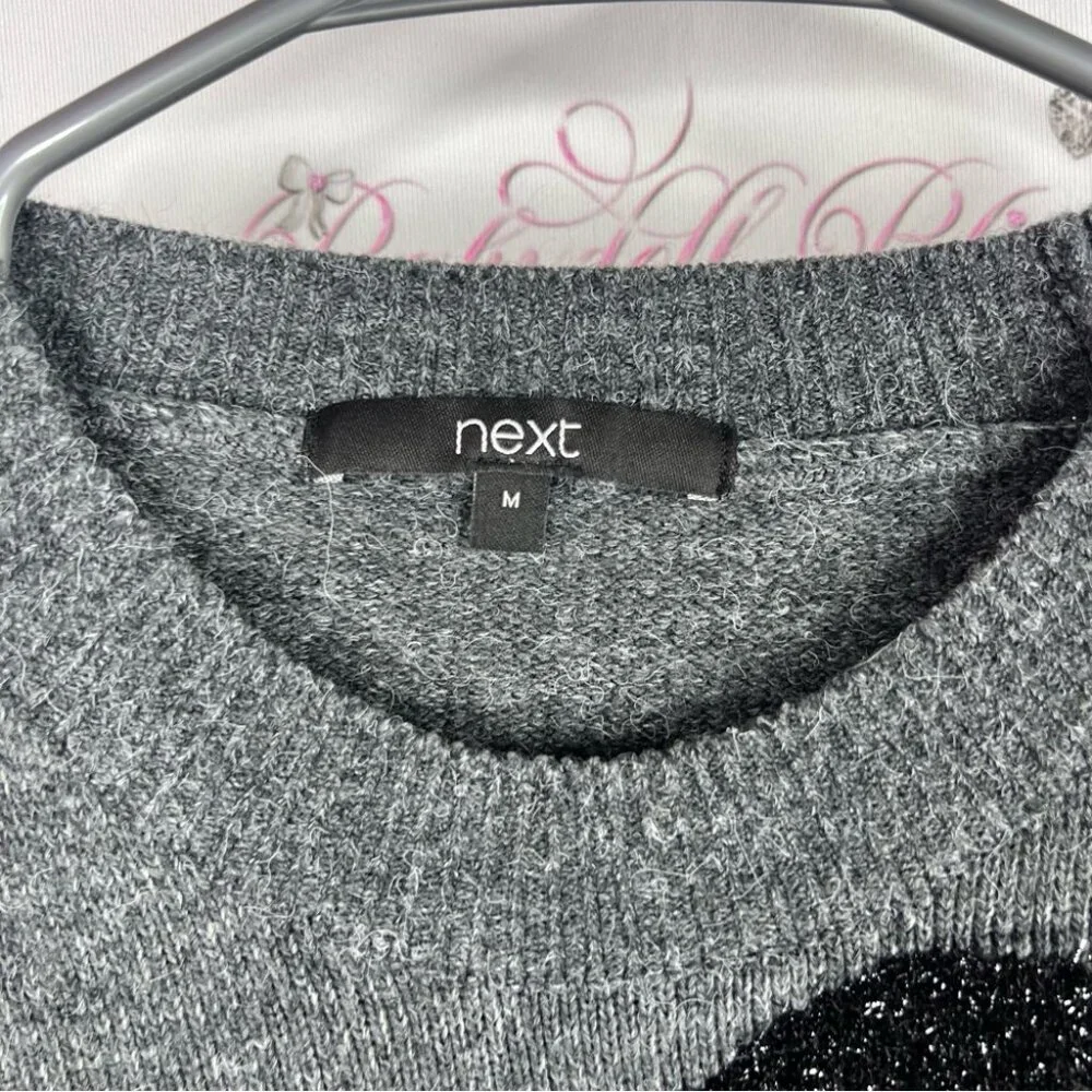 Next sweater pull over 3d hearts Charcoal Sweater with Black Heart Design